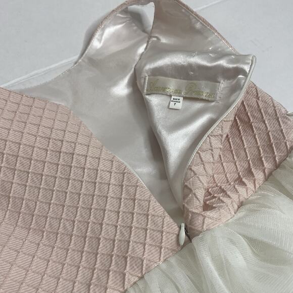 American Princess Girls Dress Size 7 Tiered Tulle Party Formal Wedding Birthday - Picture 8 of 8